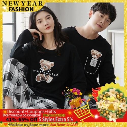 Autumn Winteter Long-sleeved Mens Cotton Pajamas Letter Striped Cartoon Pajama Sets Casual Men Pyjamas Plus Size 3XL Pijama Set