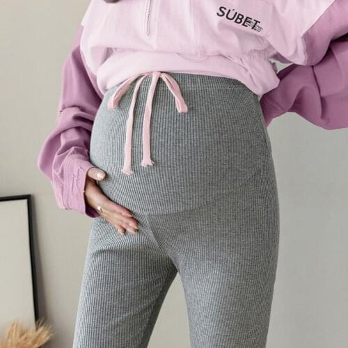 Autumn Thin Cotton Stretch Maternity Legging Drawstring Elastic Waist Belly Pants Clothes for Pregnant Women Pregnancy Casual