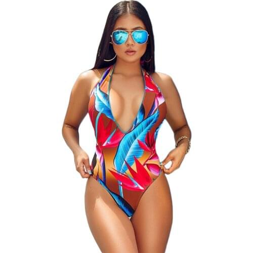Sexy Hater Backless Swimsuit Bodysuit Woman Club Bikini One Piece Swimwear Open Back Deep V Neck Summer Beach Wear Bathing Suit