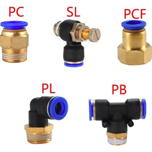 Pneumatic PC/PCF/PL/PLF Pneumatic connector 4mm-12mm fitting thread 1/8" 1/4" 3/8" 1/2" air Thread Female Straight Air Fitting