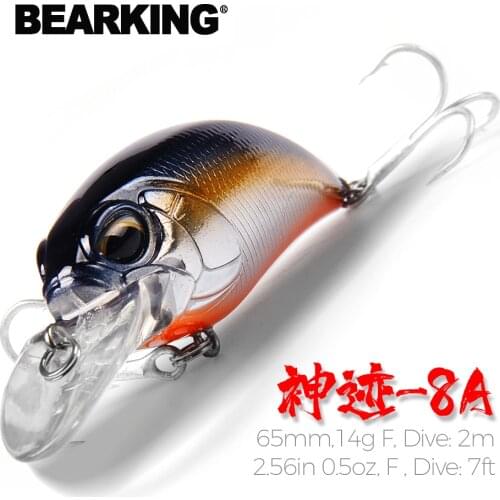 Bearking professional hot fishing tackle Retail 2017 qulity fishing lure 65mm,14g crank dive 2m for pike and bass