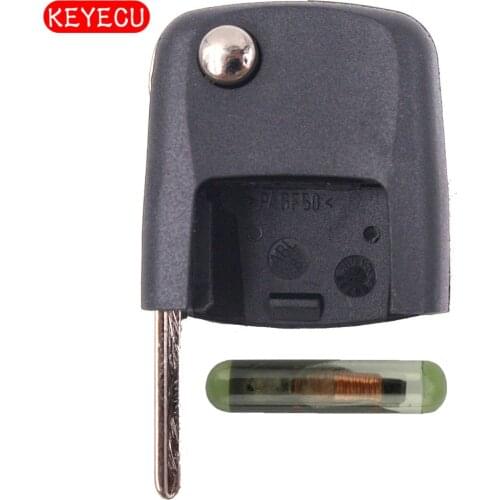 Keyecu Flip Remote Car Key Head ID48 Chip Fob for VW Volkswagen Skoda Seat (Square)