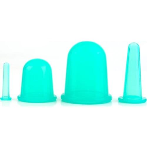 4 pcs/set Silicone Vacuum Cans Cupping Cup Body Anti Cellulite Suction Massager Eye Neck Face Back Massage Beauty Health Care