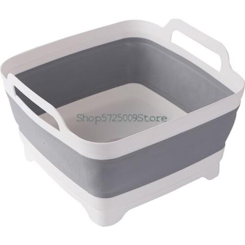 Foldable Drain Basket Household Kitchen Plastic Sink Can Wash Vegetables And Dishes And Fruits Travel Storage Square Large