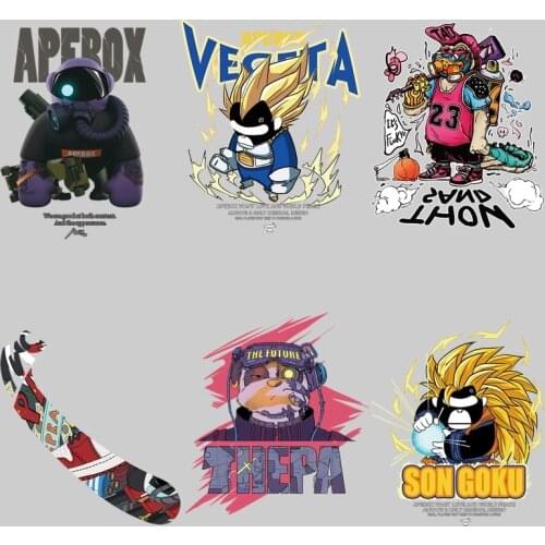 Cartoon stylish mechanical animals Cool heat transfer bear print pattern DIY decoration boys T-shirt sweater Iron On petches