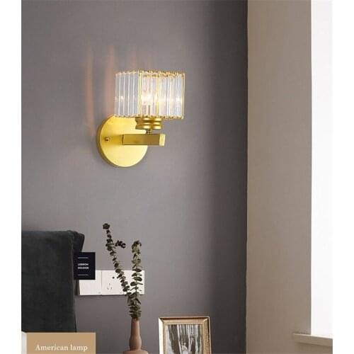 Black Gold Led Crystal Wall Lamps Bedroom Aisle Lights Hotel Decoration Lighting Fixture Led Bedside Lamp Wall Sconce Home
