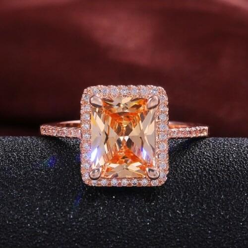 CAOSHI Fashion Exquisite Wedding Rings with Square CZ Stone Luxury Womens Jewelry High Quality Prong Setting Finger Accessories