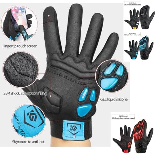 Men Women Winter Cycling Gloves Thermal Warm Windproof Full Finger Bike Gloves Anti-slip Touch Screen Bicycle Gloves