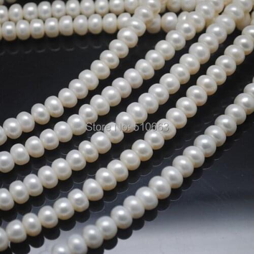 1 Strands/Lot(80pcs), Nature Cultured Freshwater Pearl,Abacus Shape,White Colors,Size: 6-7mm,Pearl Strands,Good Quality