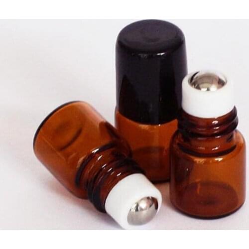 10 Pcs 1ml Empty Brown Glass Bottle Roller Ball Essential Oil Liquid Container