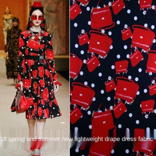 145cm printed fabric fabric Italian brand diy dress shirt fabric thin polyester fabric material wholesale cloth