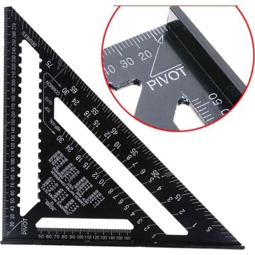 12 inch Black Tri-square Ruler Aluminium Roofing Rafter Angle Frame For Measuring Carpenter Tools