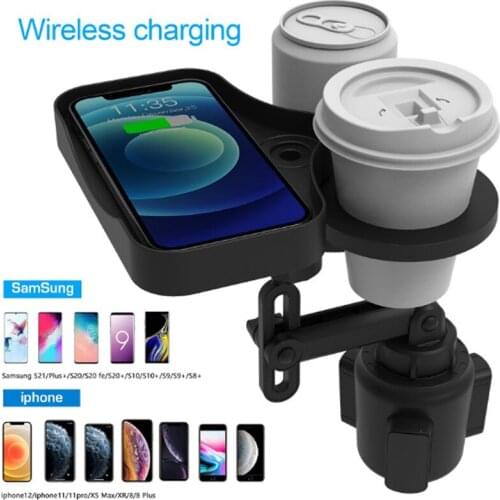 4 in 1Car Cup Holder Expander Adapter Cup Holder Adapt Most Regular With Wireless Charging Board Container Car Accessories Drops