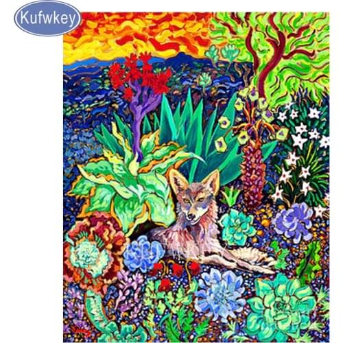 Kufwkey 5d Diamond Painting Cross Stitch irises abstract wolf flower Square Diamond Embroidery crafts Mosaic,Home Decoration