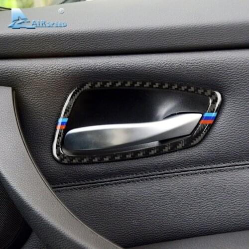 Airspeed for BMW E90 E92 3 Series Carbon Fiber Car Interior Door Handle Frame Trim 2005-2012 Car Styling Accessories 320i 325i