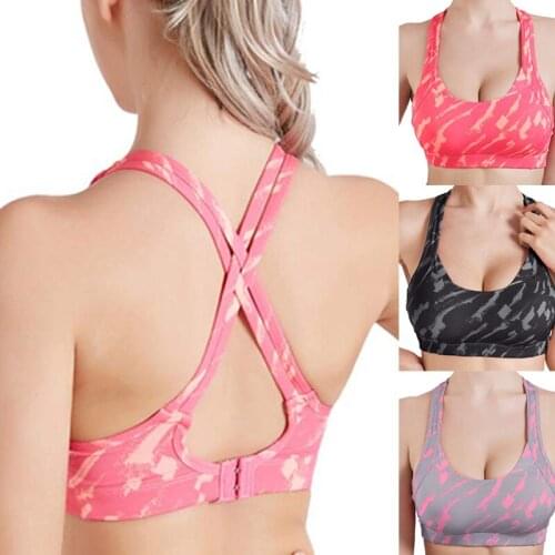 Seamless Sports Bra Womens Camouflage Print Cross Beauty Back Push Up Yoga Bra Quick Drying Fitness Sports Tops Ladies Vest