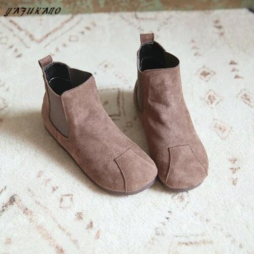 Autumn Winter Fashion Warm Women Boots Handmade Comfort Flat Round Toe Casual Short Boots Mori Girl Literary Retro Ankle Boots