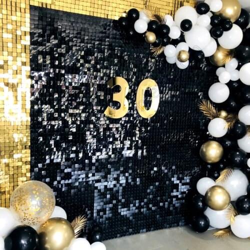 Black Shimmer Sequin Wall Party Backdrop Stage Decorative Plate Panel Color Wedding Shop Background Glam Custom Adverting Sign