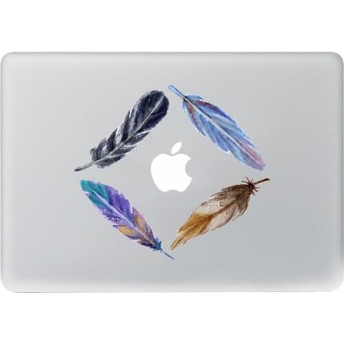 Four-color feathers Vinyl Decal Notebook sticker on Laptop Sticker For DIY Macbook Pro Air 11 13 15 inch Laptop Skin