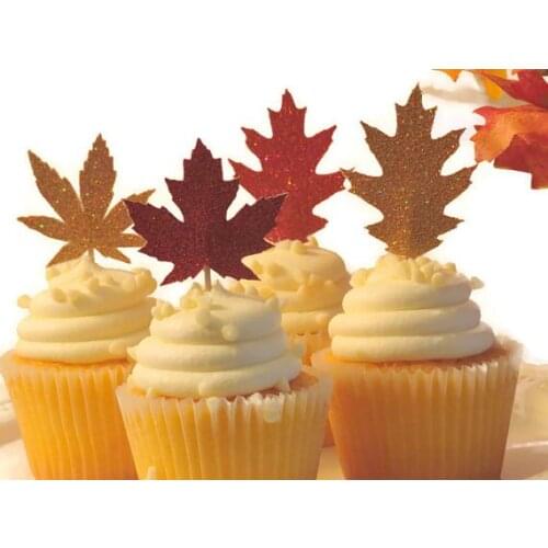 Cheap Autumn Leaves Thanksgiving Cupcake Toppers --Thanksgiving Decoration wedding birthday baby bridal shower toothpicks
