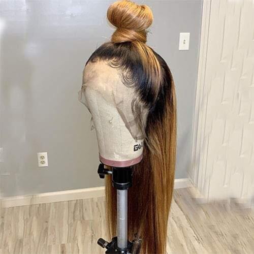 Ombre 1B27 Straight 13x6 Lace Front Human Hair Wigs with Baby Hair 180% Deep Part Lace Front Wigs for Black Women Bleached Knots