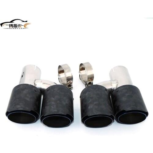 Exhaust pipe silencer tail throat H-shaped carbon fiber forged bright double air outlet 304 stainless steel grilled blue SZ016
