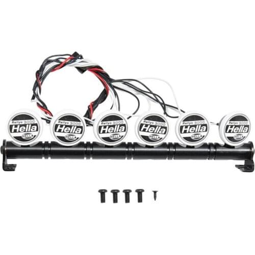 Hot Metal Roof LED Light Bar for 1:10 Traxxas Trx-4 SCX10 90027 SCX10 II 90046 D90 RC Cars with 6 LED Lights