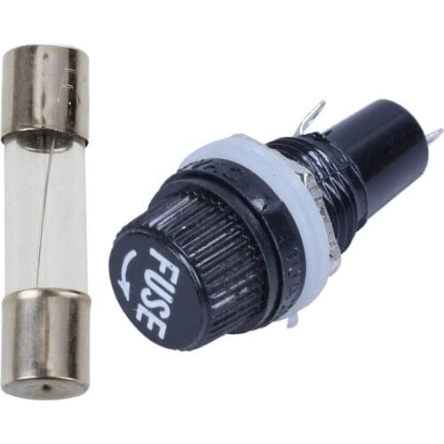 JFBL Hot 30 Pcs Electrical Components Glass Tube Fuse 250V 5A & 1x 12mm Thread with Welding Panel Mount Fuses Holder Socket