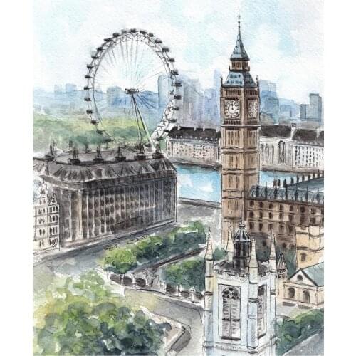 JMINE Div 5D London city landscape clock tower Full Diamond Painting cross stitch kits art Scenic 3D paint by diamonds