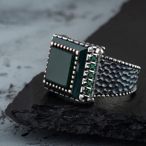 Guaranteed High-quality 925 Sterling Silver PEARL STONE ring Jewelry Made in Turkey in a luxurious way for men with gift