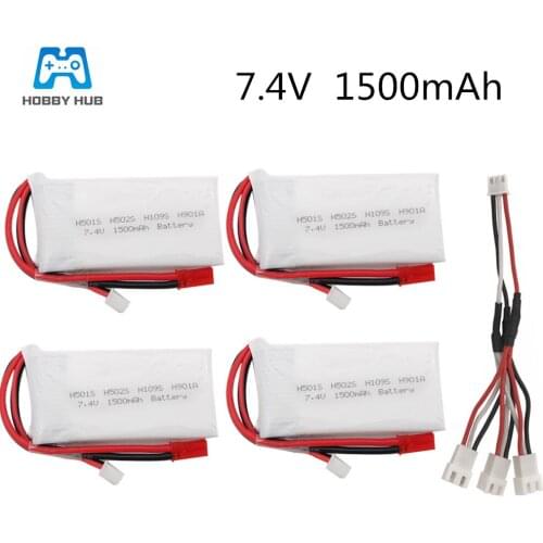 Hobby Hub 7.4V 1500mAh H501S 2S Lipo Battery For RC Parts Lip USB charger 1 to 3charger For H502S H109S H901A Transmitter