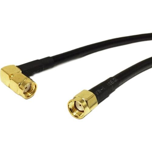 RP SMA Male Right Angle To RP SMA plug straight RG58 Pigtail Cable 50cm For Wireless Router Wholesale