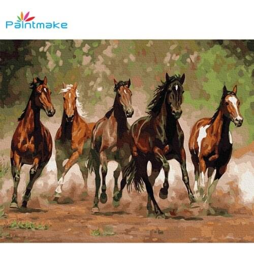 Paintmake Animal DIY Paint By Numbers Horse Oil canvas Painting For Home decoration Paintings Wall Art picture For Kids