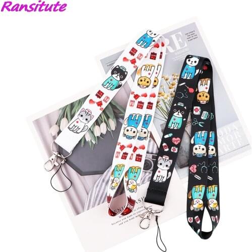 Ransitute R1899 Medical Cat Creative Key Chain Lanyard Gifts For Doctor Nurse Phone USB Badge Holder Necklace DIY Lariat Lanyard