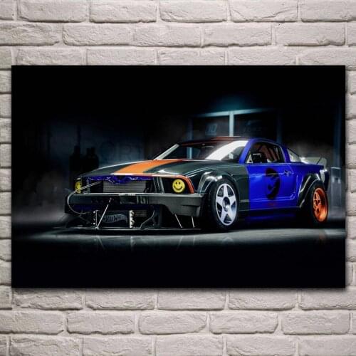 Manipulated mustang muscle sport car Machine Art Transport living room decor home wall art decor wood frame fabric posters ME190