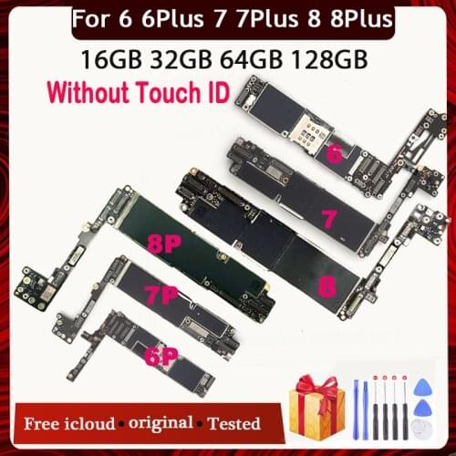 Unlocked For iPhone 6 7 8 6plus 7plus 8plus Motherboard 16GB 32GB 64GB 128GB Original Used Mainboard No Touch ID