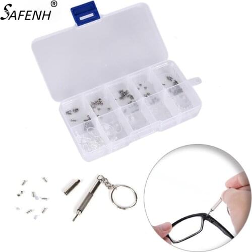 1 Set Glasses Sunglass Screws Nuts Watch Spectacles Screwdriver Repair Kits Tool Tiny With Tweezer Box