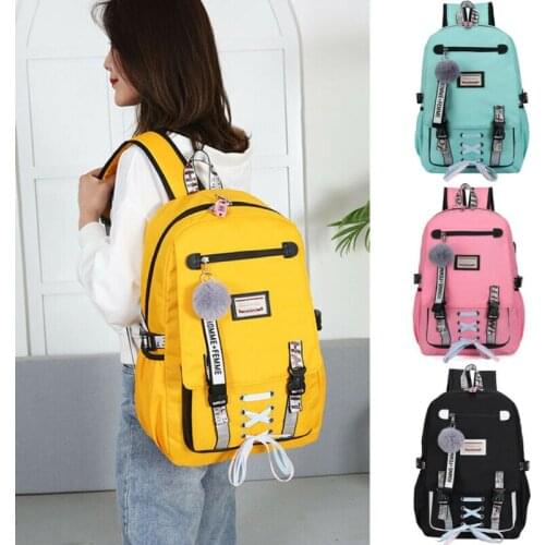 Newest Women USB Port School Backpack Girls College Large Waterproof Travel Rucksack USB Charging Anti-Theft Backpack