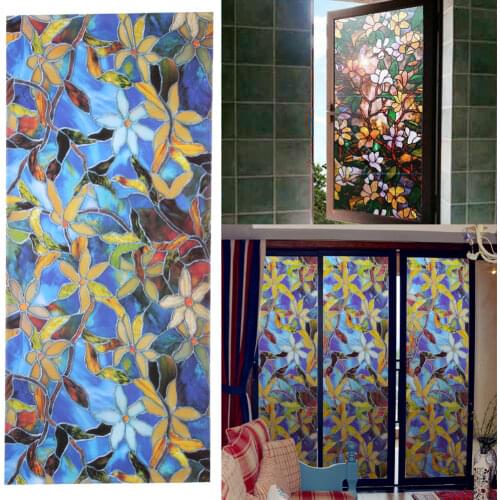 45x100cm Magnolia Privacy Window Film Decorative Stained Glass Window Film Stained Glass Film Window Sticker Home Decor