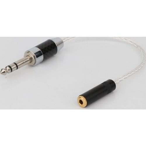 Preffair Carbon Fiber 6.35mm 1/4" Male to 3.5mm Female 7N OCC Silver plated Audio Cable Cord Mic Audio Cable Cord