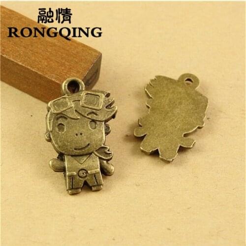 RONGQING 23*14MM 60pcs/lot Cartoon boy Pendants Necklaces Handmade Fashion Jewelry Charms DIY
