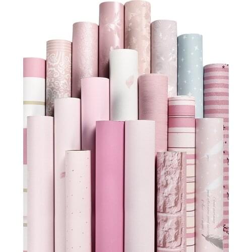 Pink Color PVC Stickers Wall Furniture Girls Living Room Background Kitchen Cabinet Renovation Wallpaper 60cm x 5m