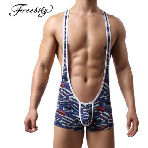 Sexy Mens Undershirts Jockstrap One-Piece Leotard Wrestling Singlet Gay Backless Briefs Penis Pouch Jumpsuits Clubwear
