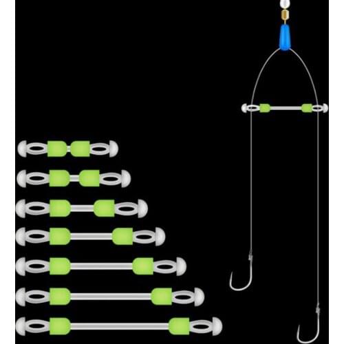 15pcs Silicon Double Hooks Contactor Device Fishing Line Space Bifurcation Eight Type Space Bean Line Swivel Tying Tool