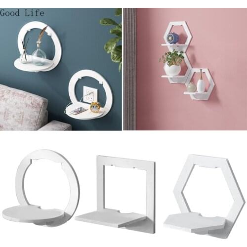 Punch-free Bedside Shelf Organize Stand Living Room Creative Bedroom Wall Rack Shelf Decoration