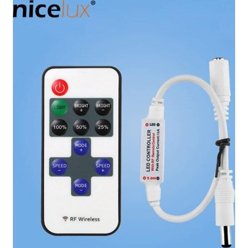 DC5-24V COB LED Strip Single Color Controller with 11keys RF Remote Control Wireless Dimmer for 3528 2835 5050 LED Tape Strip