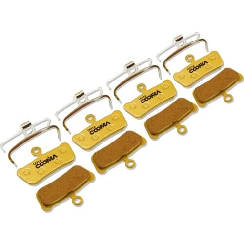 Bicycle Disc Brake Pads for SRAM AVID Guide RSC, RS, R, x0, x7, x9 trial, 4 Pistion Disc Brake, Gold Full Metal, 2 Pairs
