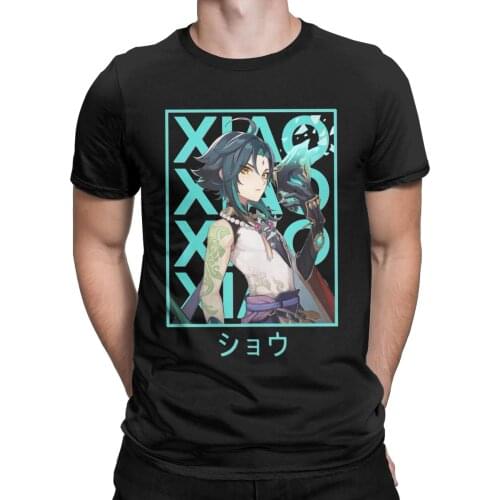 Xiao Genshin Impact T-Shirt for Men Paimon Anime Game Novelty Pure Cotton Tee Shirt Short Sleeve T Shirts Gift Idea Clothing