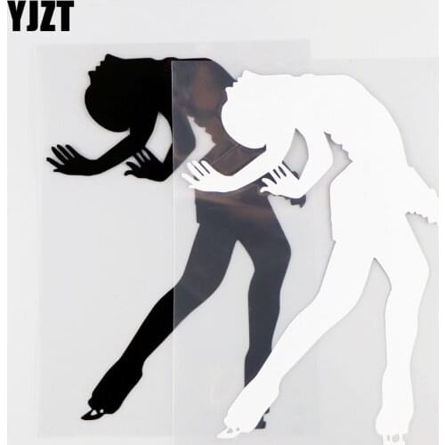 YJZT 11.9×17.2CM Figure Skating Dancer Creative Vinyl Car Sticker Car Exterior Decorative Pattern Black/Silver 20A-0151