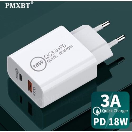 18W USB Charger EU US UK AU Plug Travel USB C Charger Charging For iPhone 11 Samsung Xiaomi Huawei PD Fast Charge Adapter Type C